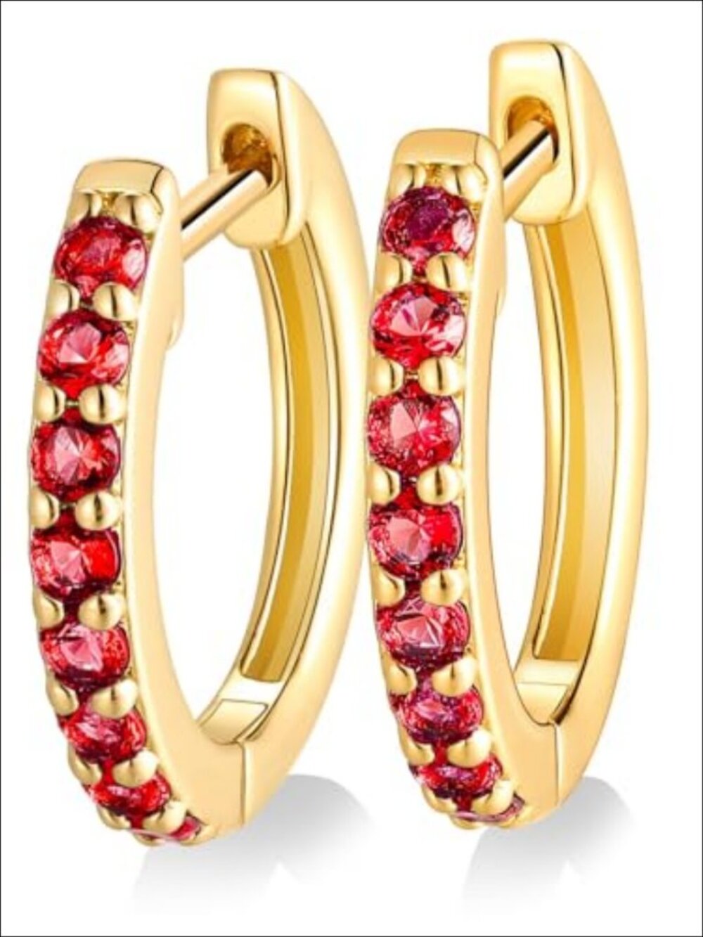 Chunky Huggie Hoop Earrings 14k Yellow Gold Plated Sterling Silver Bezel Set CZ